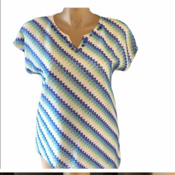Alfred Dunner Blue & Green Blouse Size Medium - Picture 1 of 5